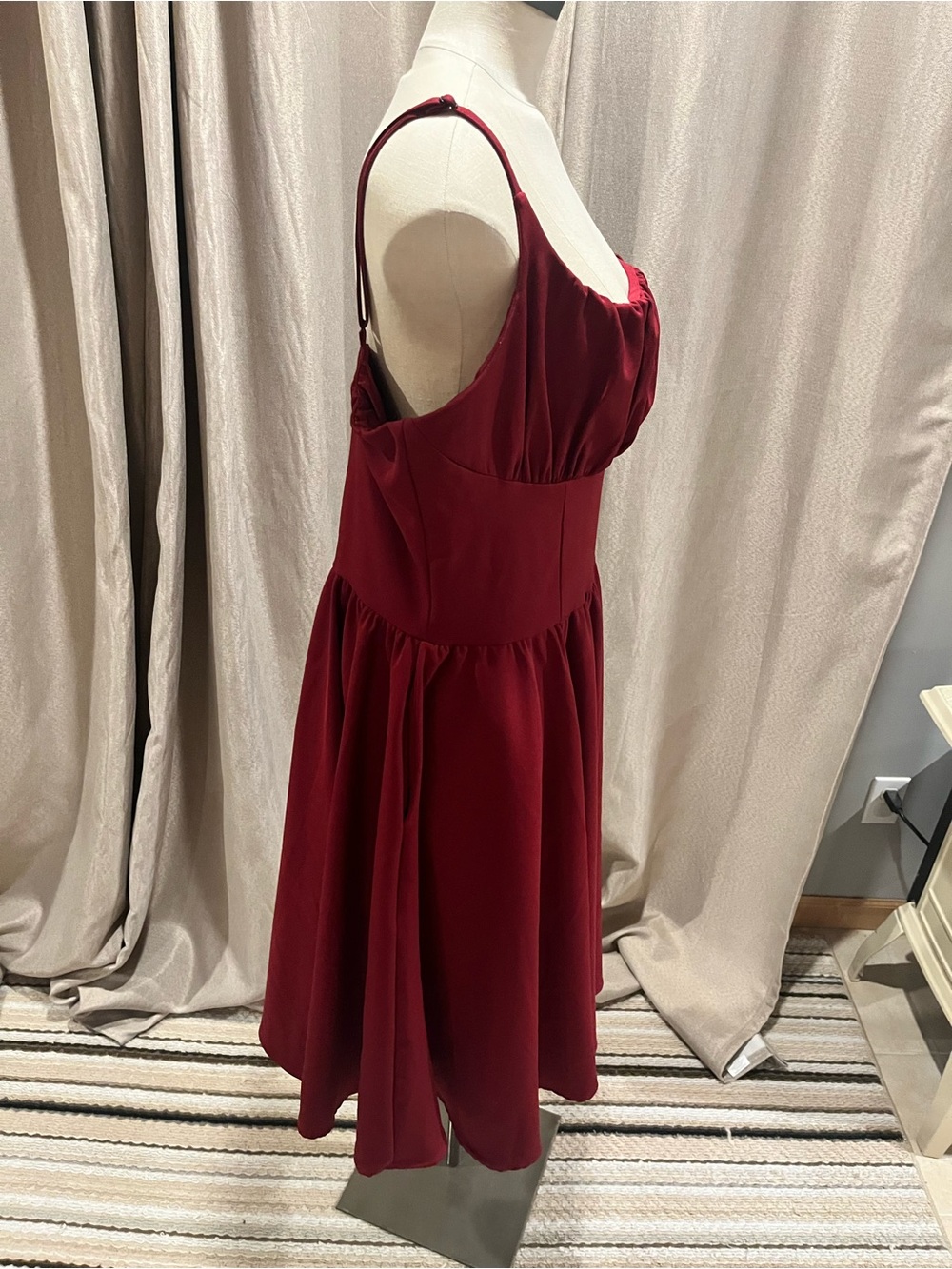 Pinup Couture wine Spaghetti Strap A-Line Dress - Picture 2 of 4